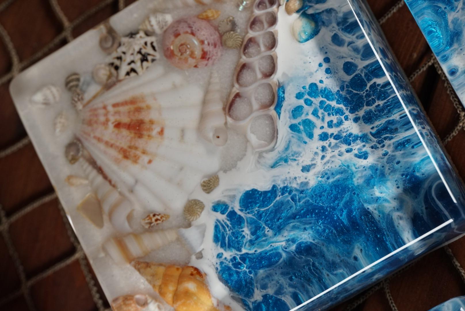Ocean Waves Sea Scape Coasters set of 4