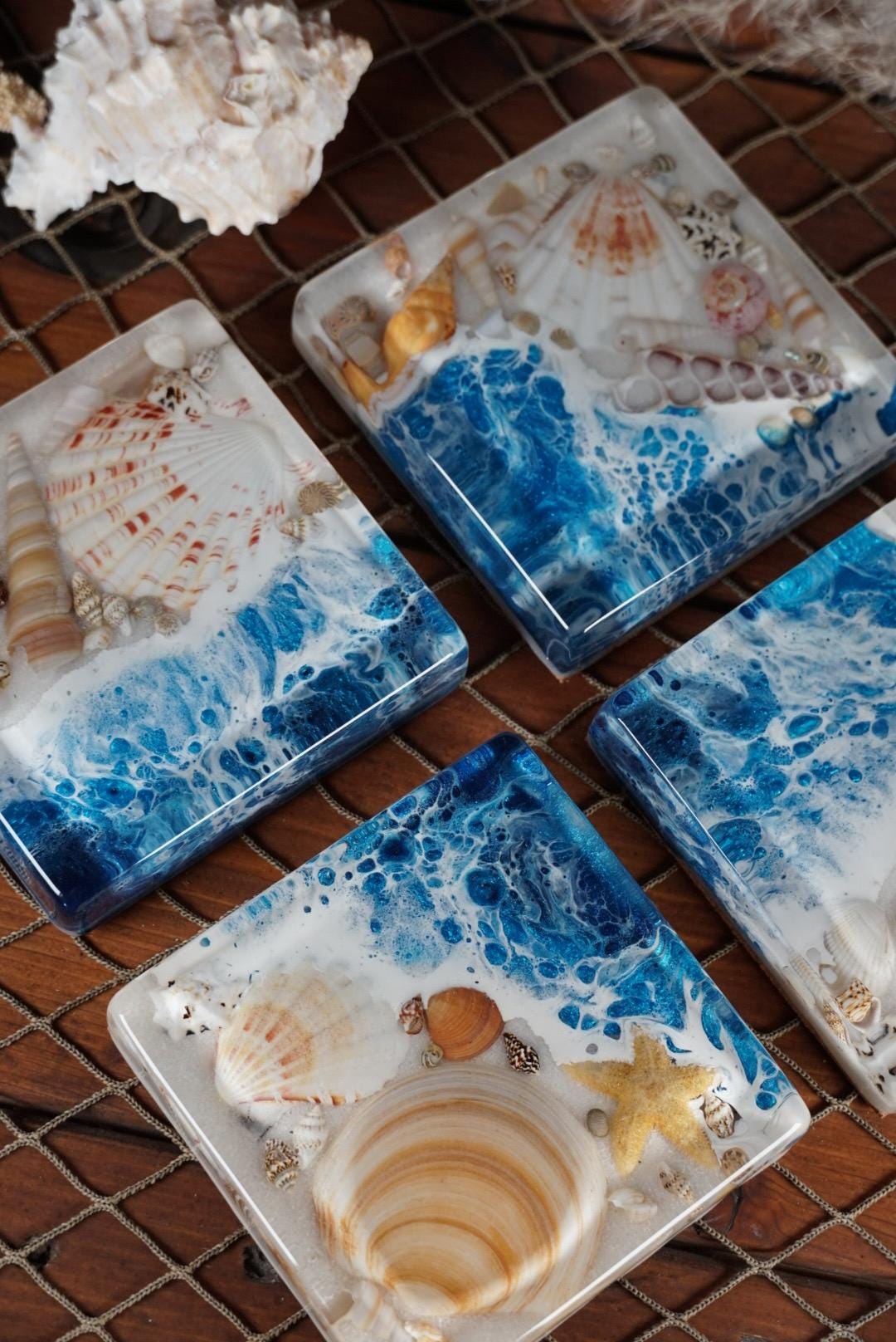 Ocean Waves Sea Scape Coasters set of 4