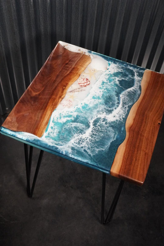 Sea Scape Ocean Waves Turquoise Table