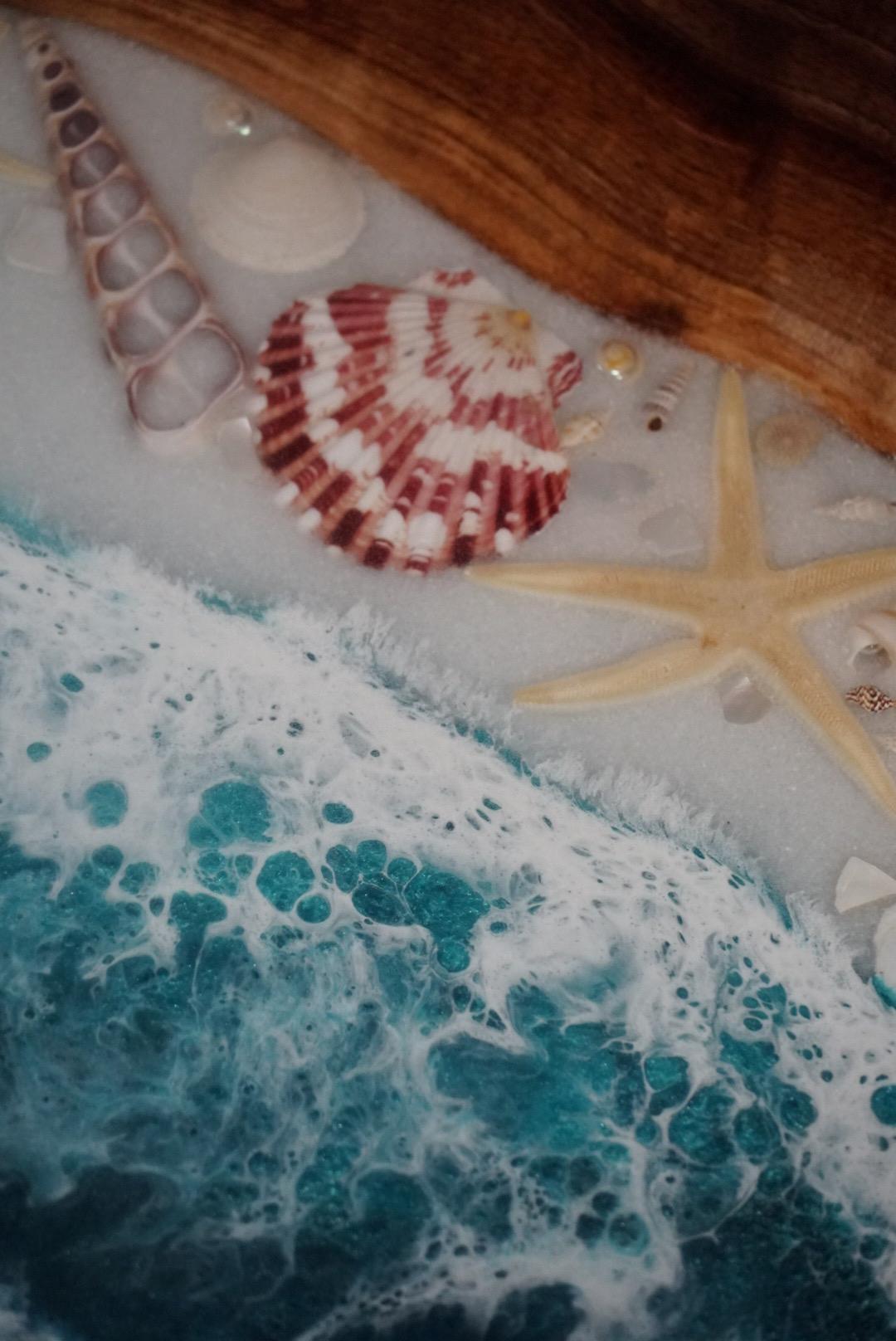 Sea Scape Ocean Waves Turquoise Table