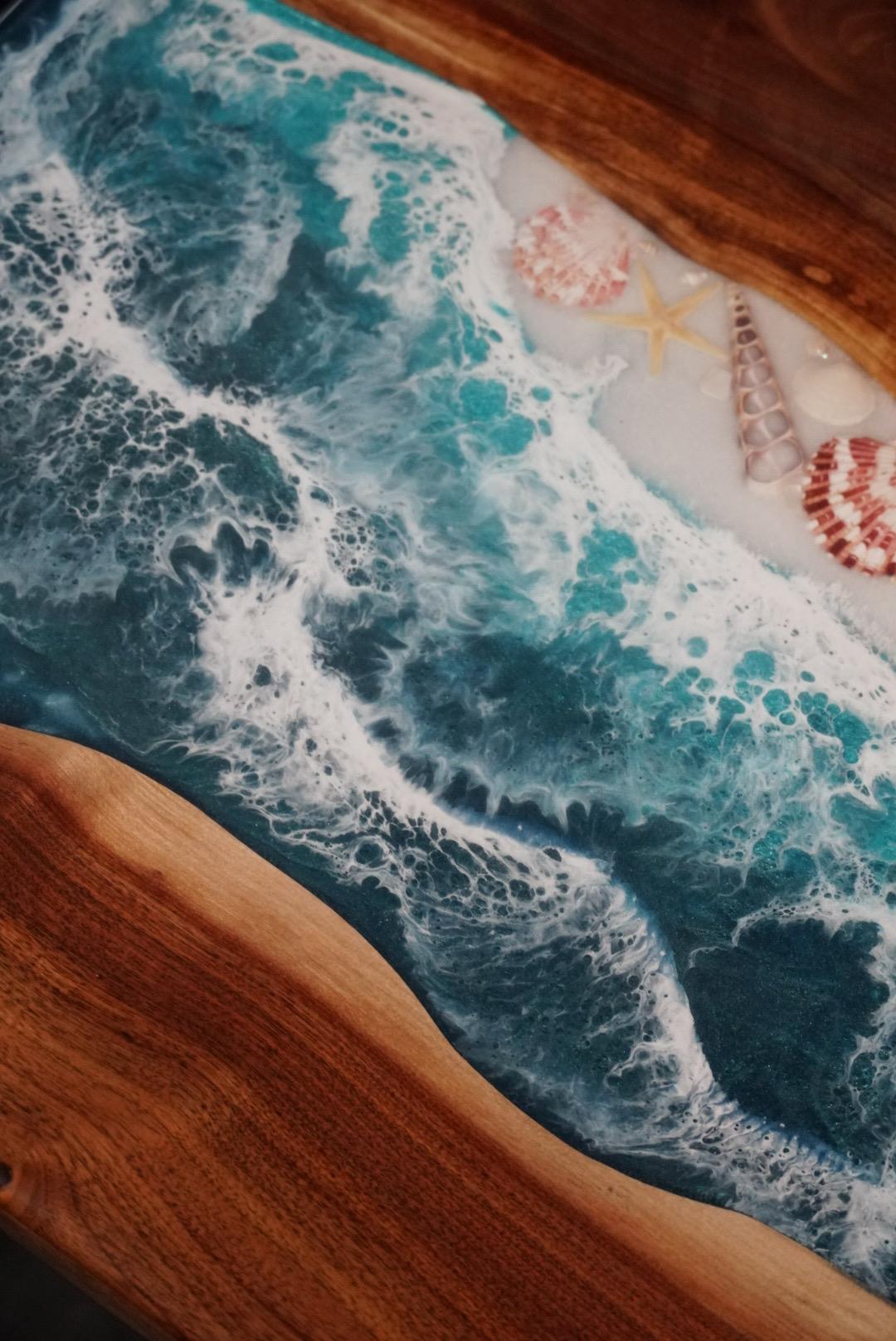 Sea Scape Ocean Waves Turquoise Table