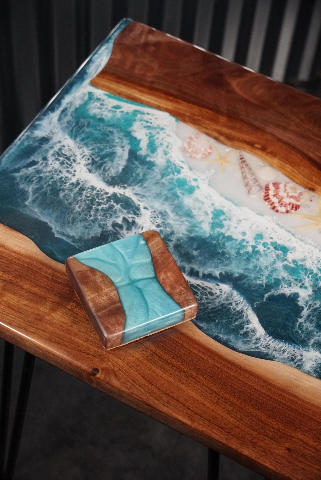Sea Scape Ocean Waves Turquoise Table