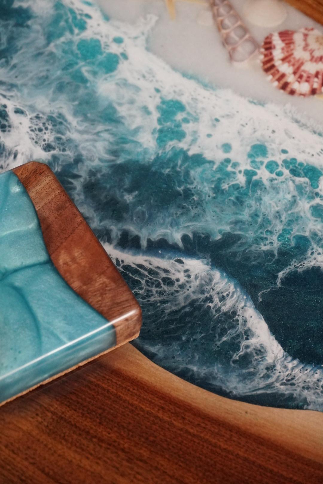 Sea Scape Ocean Waves Turquoise Table