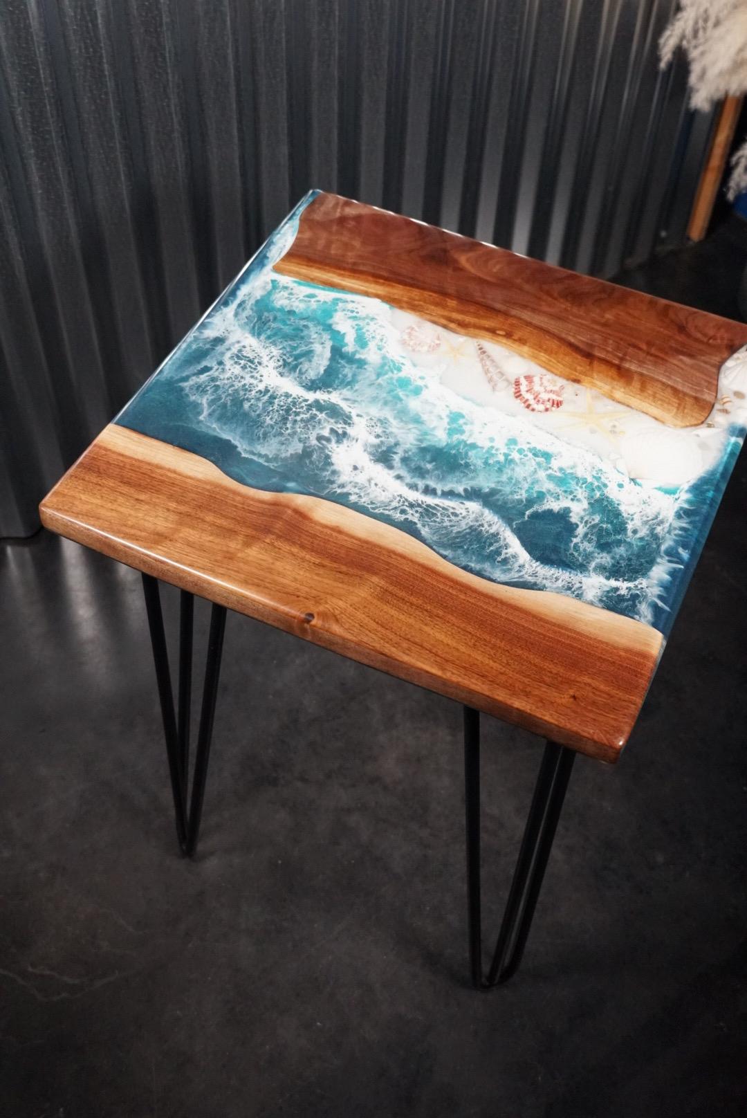 Sea Scape Ocean Waves Turquoise Table