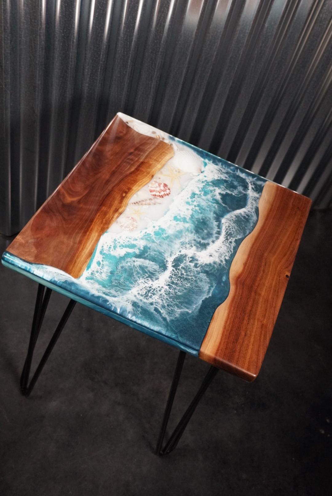 Sea Scape Ocean Waves Turquoise Table