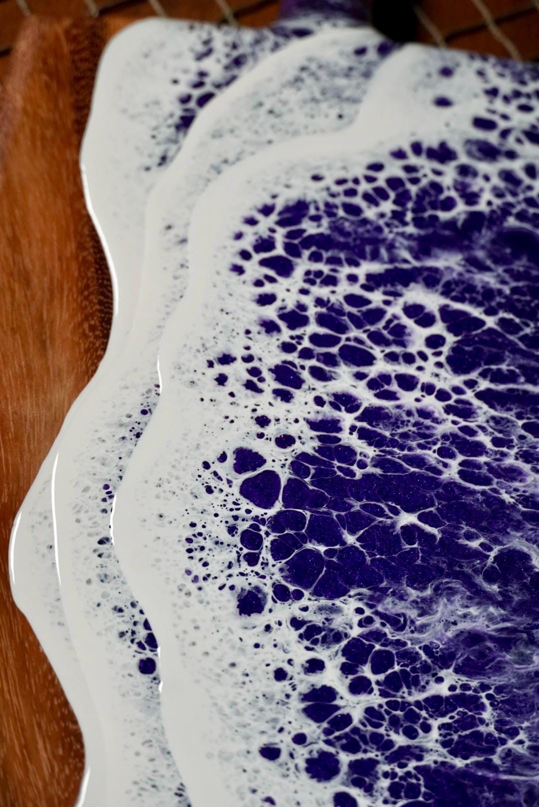 Purple Waves Acacia Wood Charcuterie Board | Cheese Board | Serving Board