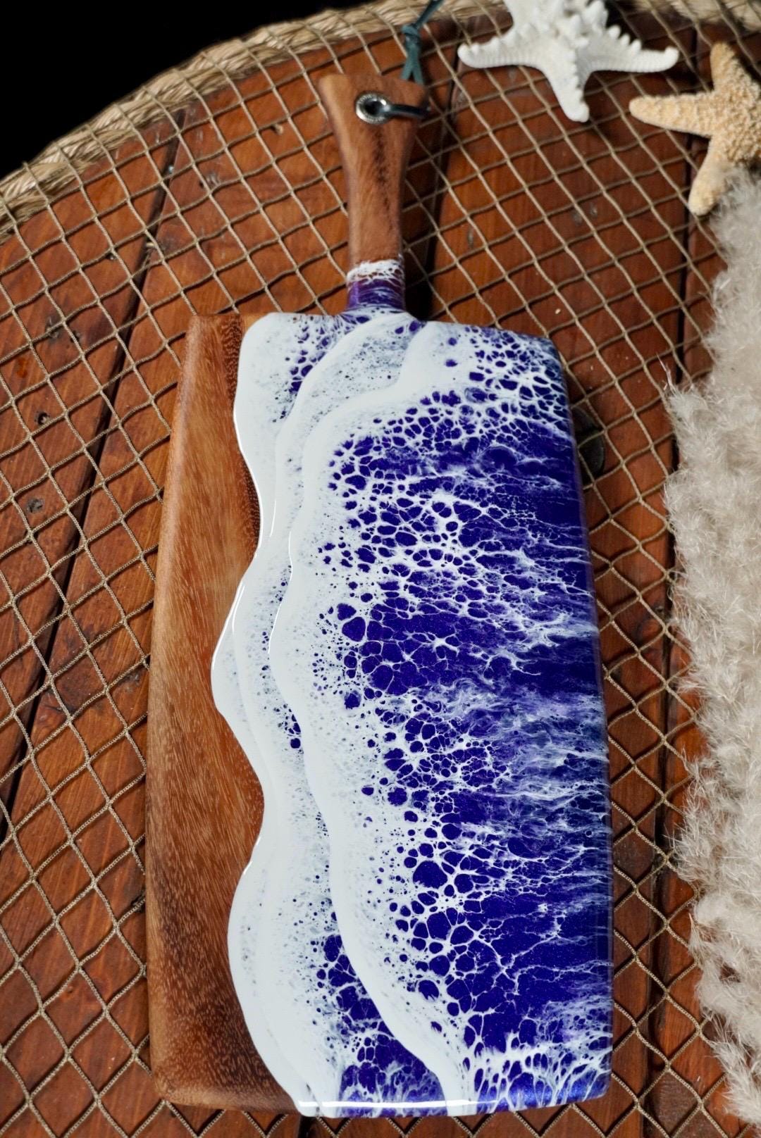Purple Waves Acacia Wood Charcuterie Board | Cheese Board | Serving Board