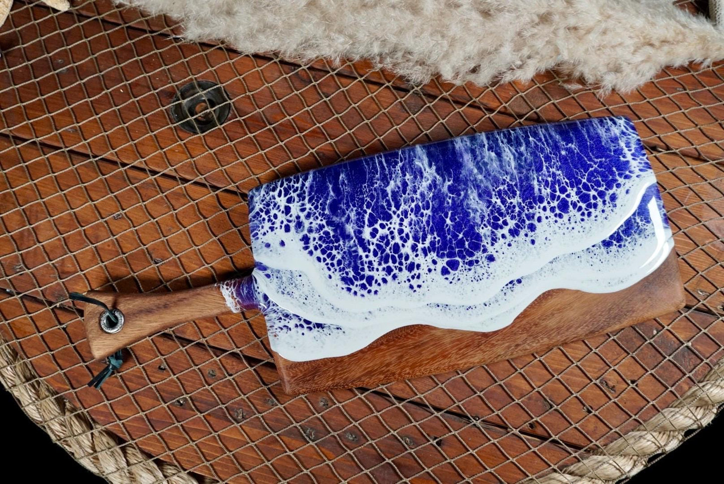 Purple Waves Acacia Wood Charcuterie Board | Cheese Board | Serving Board