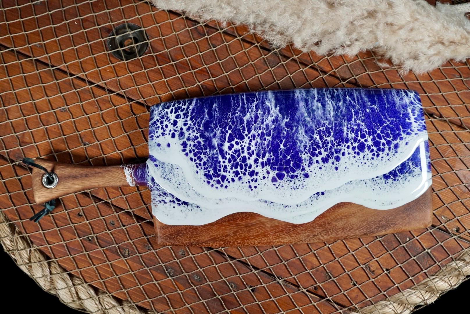 Purple Waves Acacia Wood Charcuterie Board | Cheese Board | Serving Board