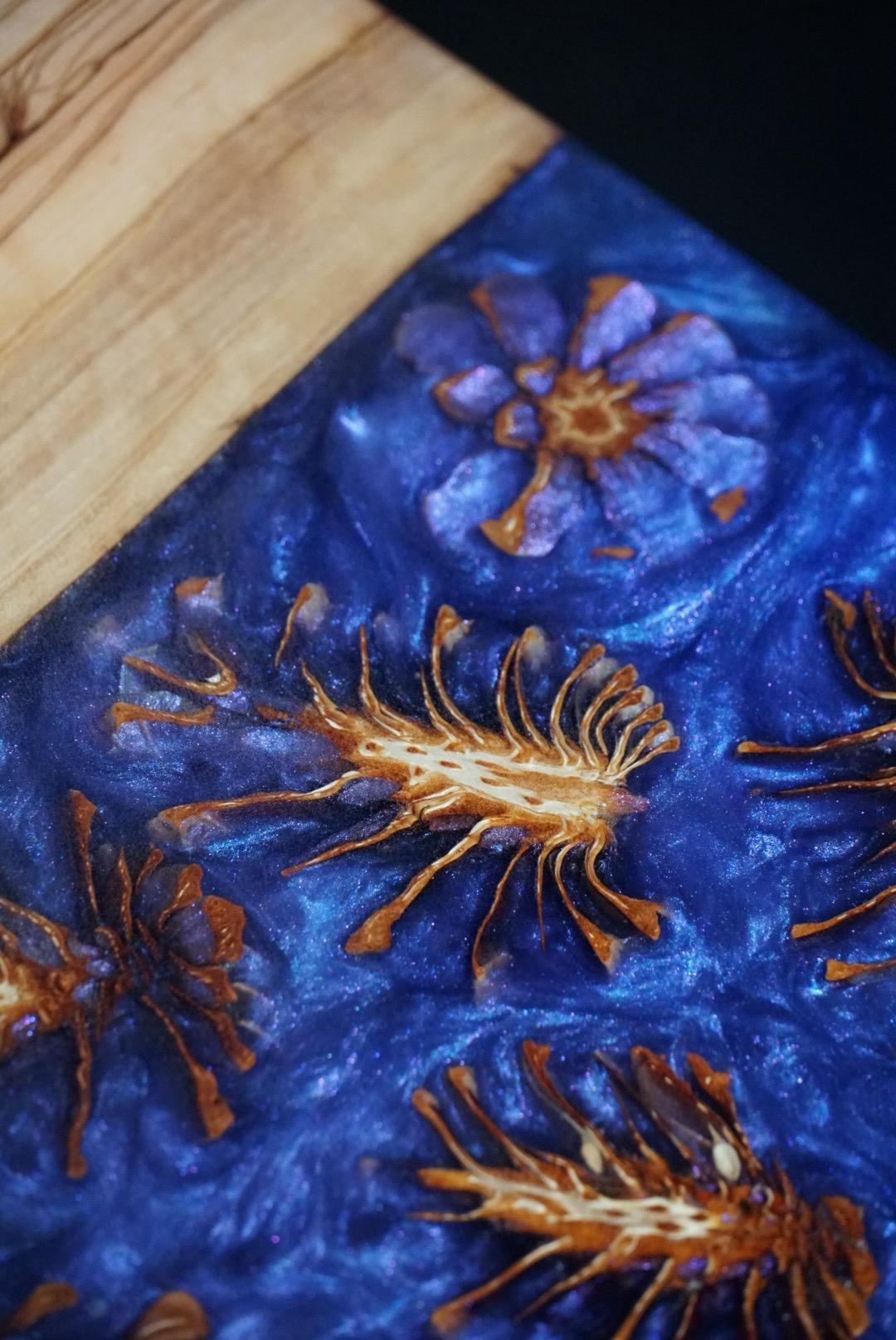 Purple Pinecone | Epoxy Resin Side Table, End Table, C-Table