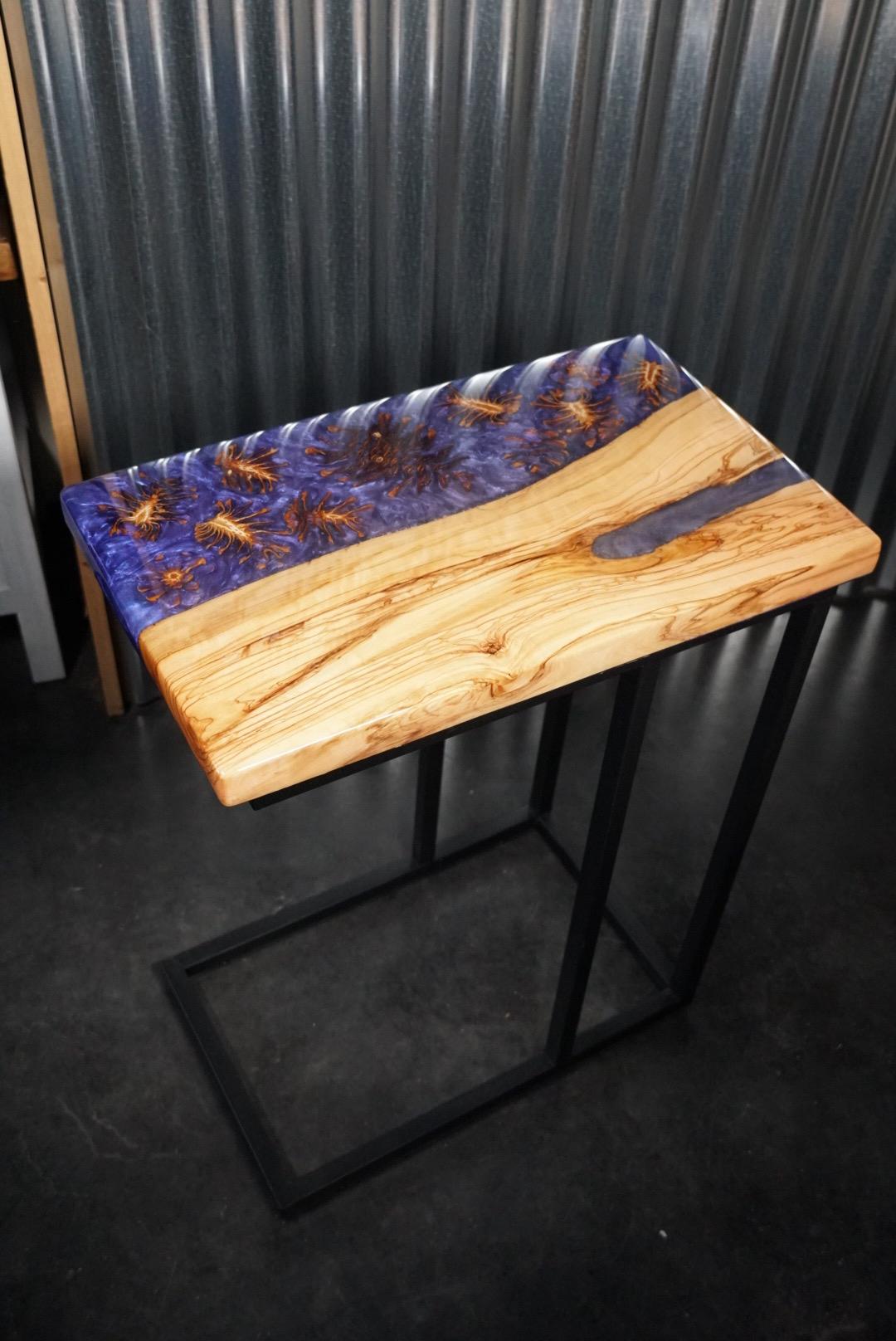 Purple Pinecone | Epoxy Resin Side Table, End Table, C-Table