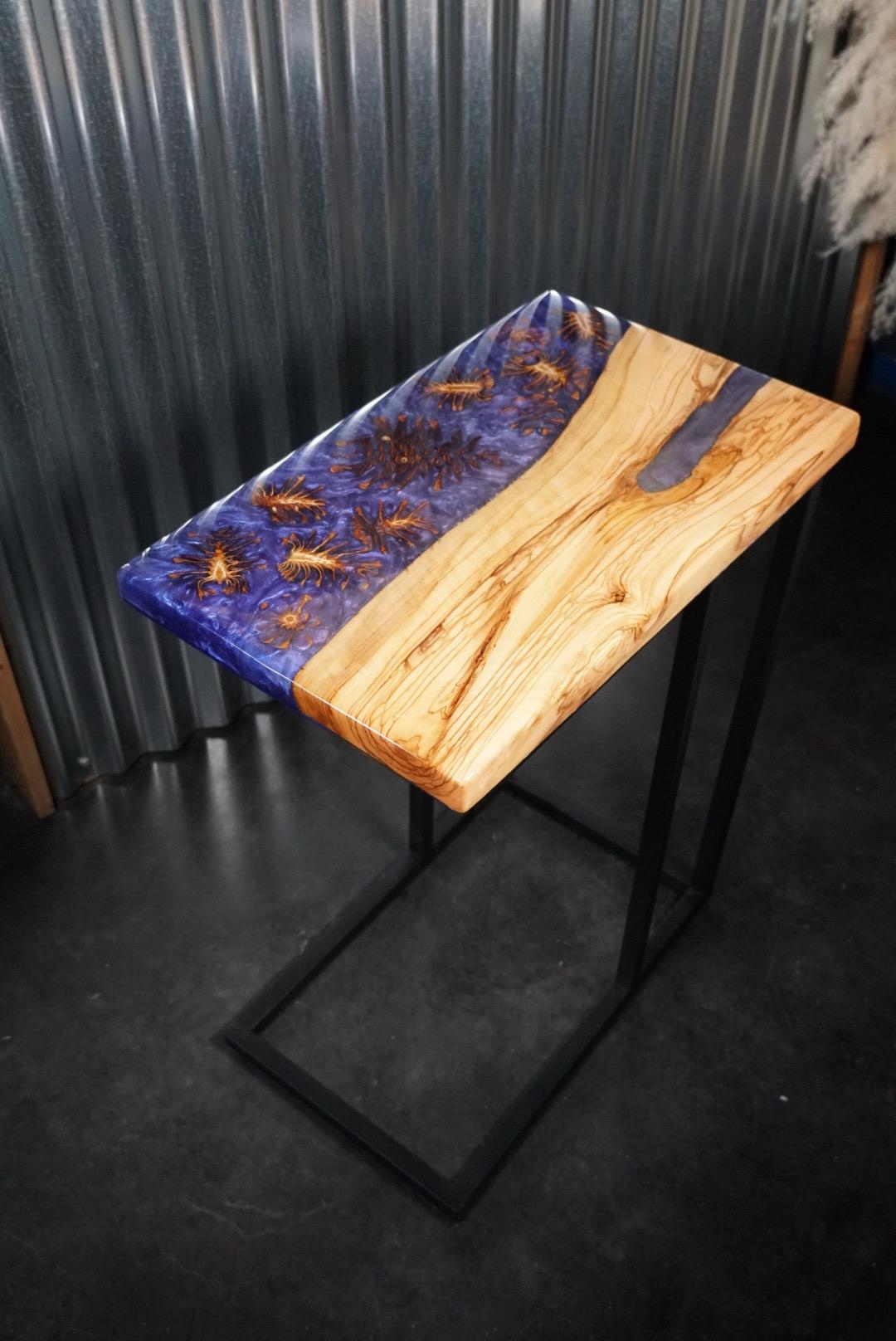 Purple Pinecone | Epoxy Resin Side Table, End Table, C-Table