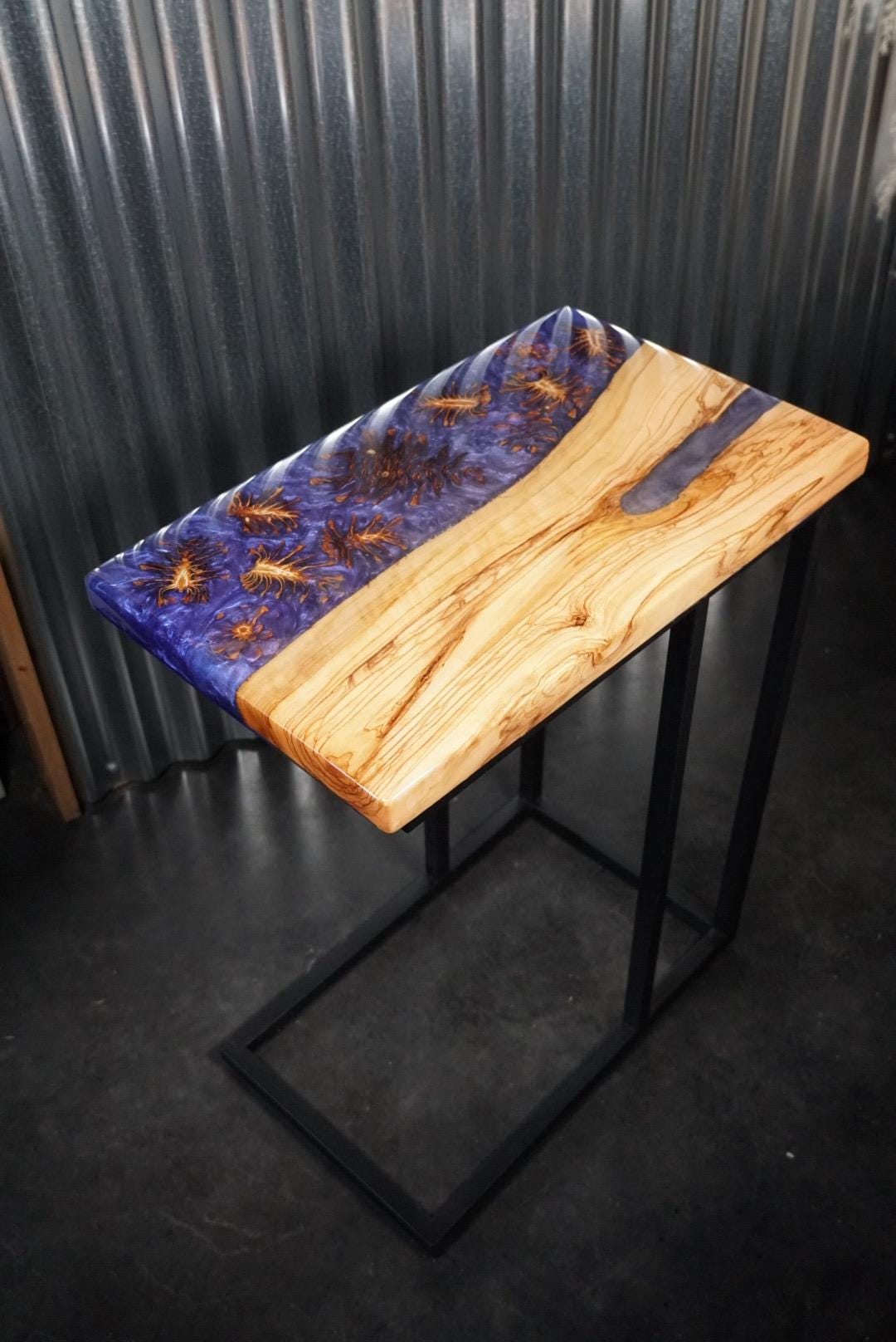 Purple Pinecone | Epoxy Resin Side Table, End Table, C-Table