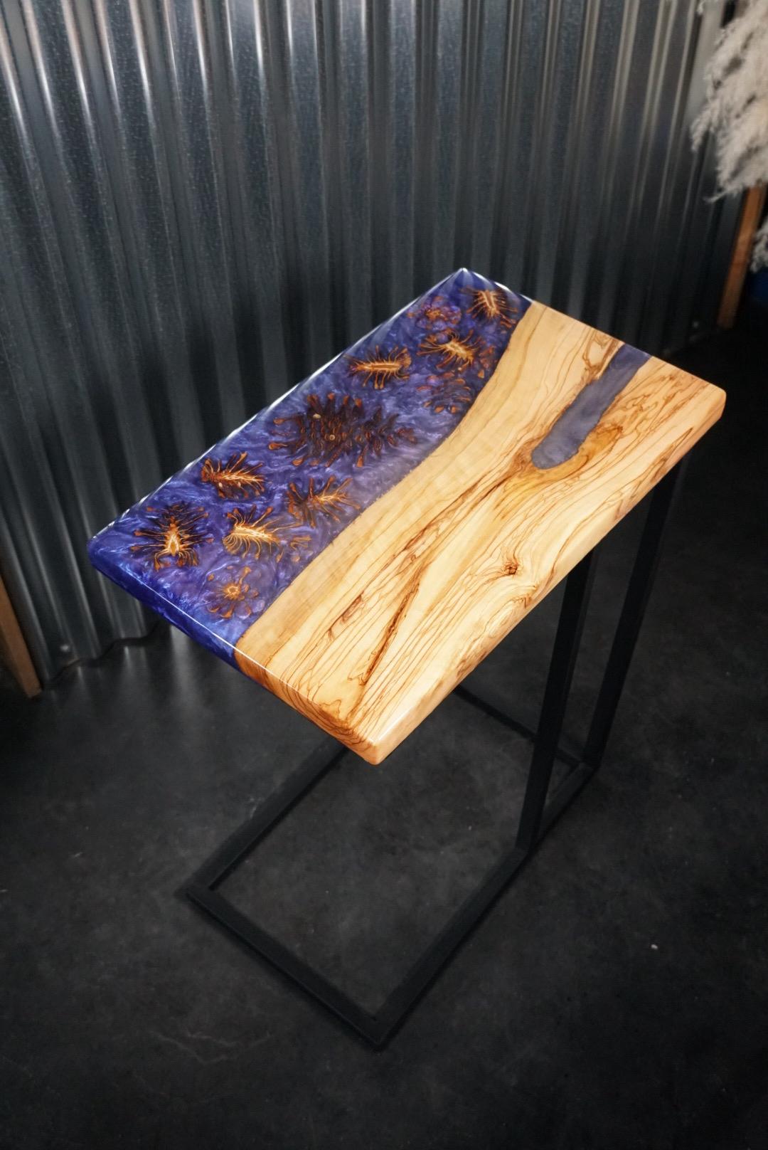 Purple Pinecone | Epoxy Resin Side Table, End Table, C-Table