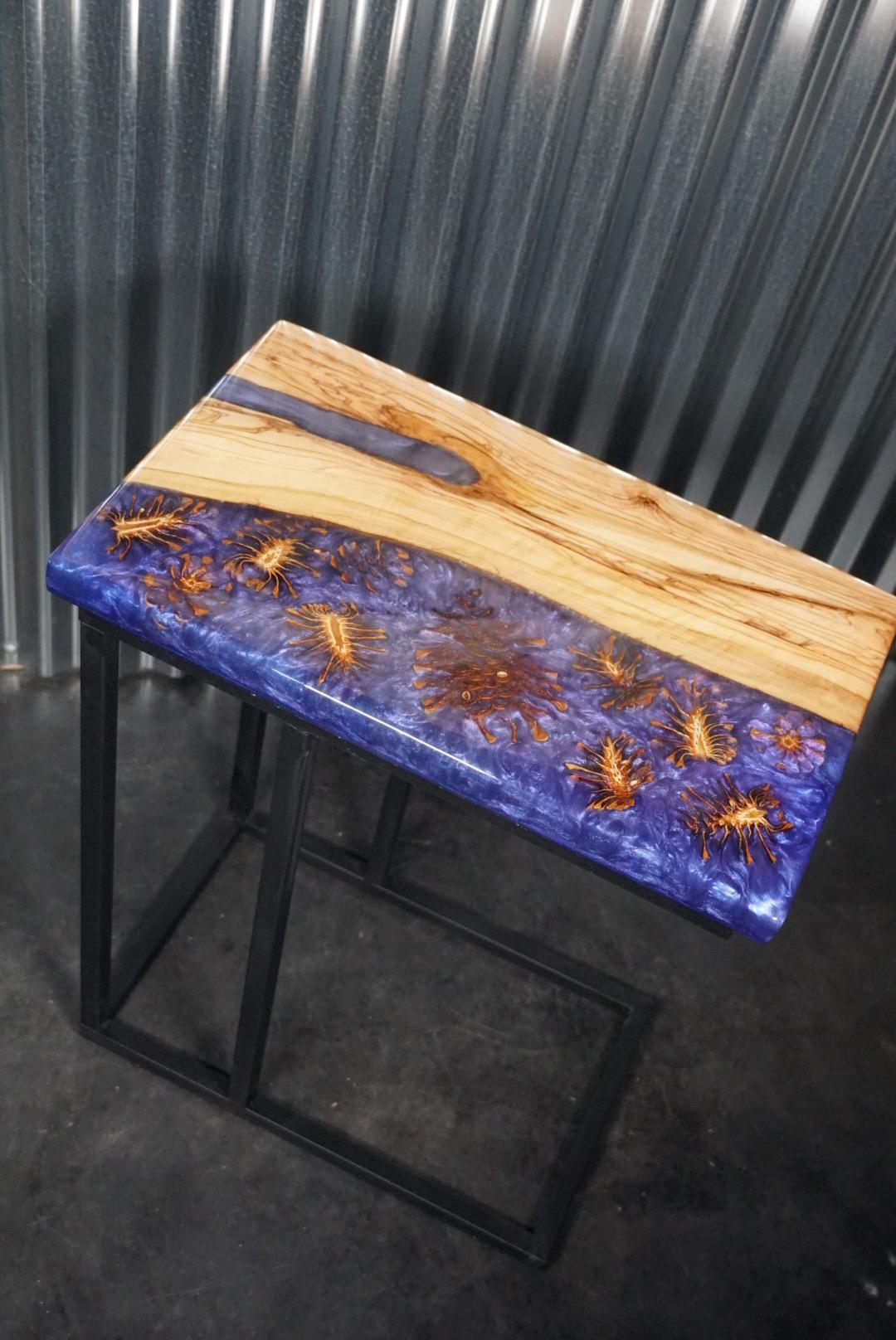 Purple Pinecone | Epoxy Resin Side Table, End Table, C-Table