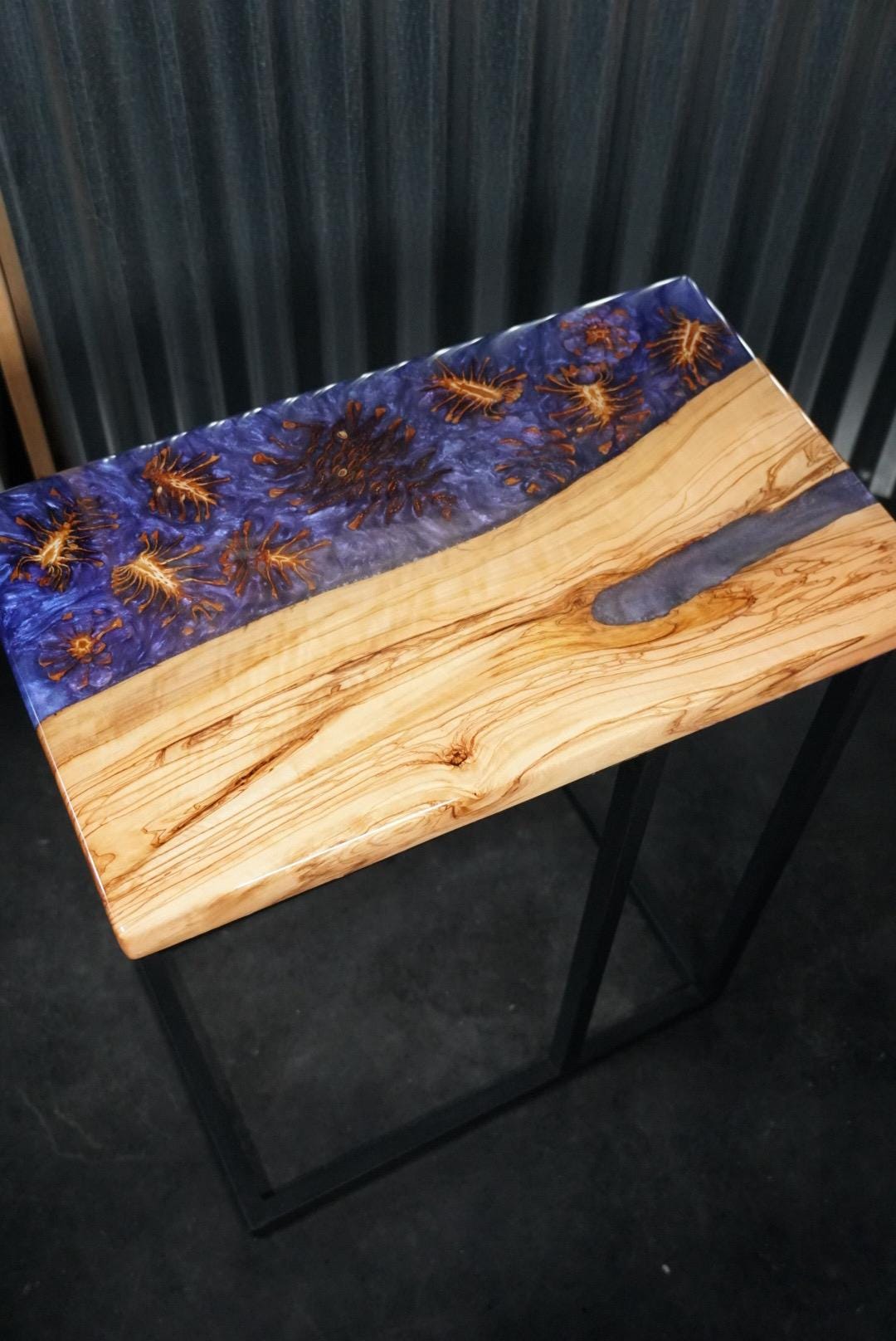 Purple Pinecone | Epoxy Resin Side Table, End Table, C-Table