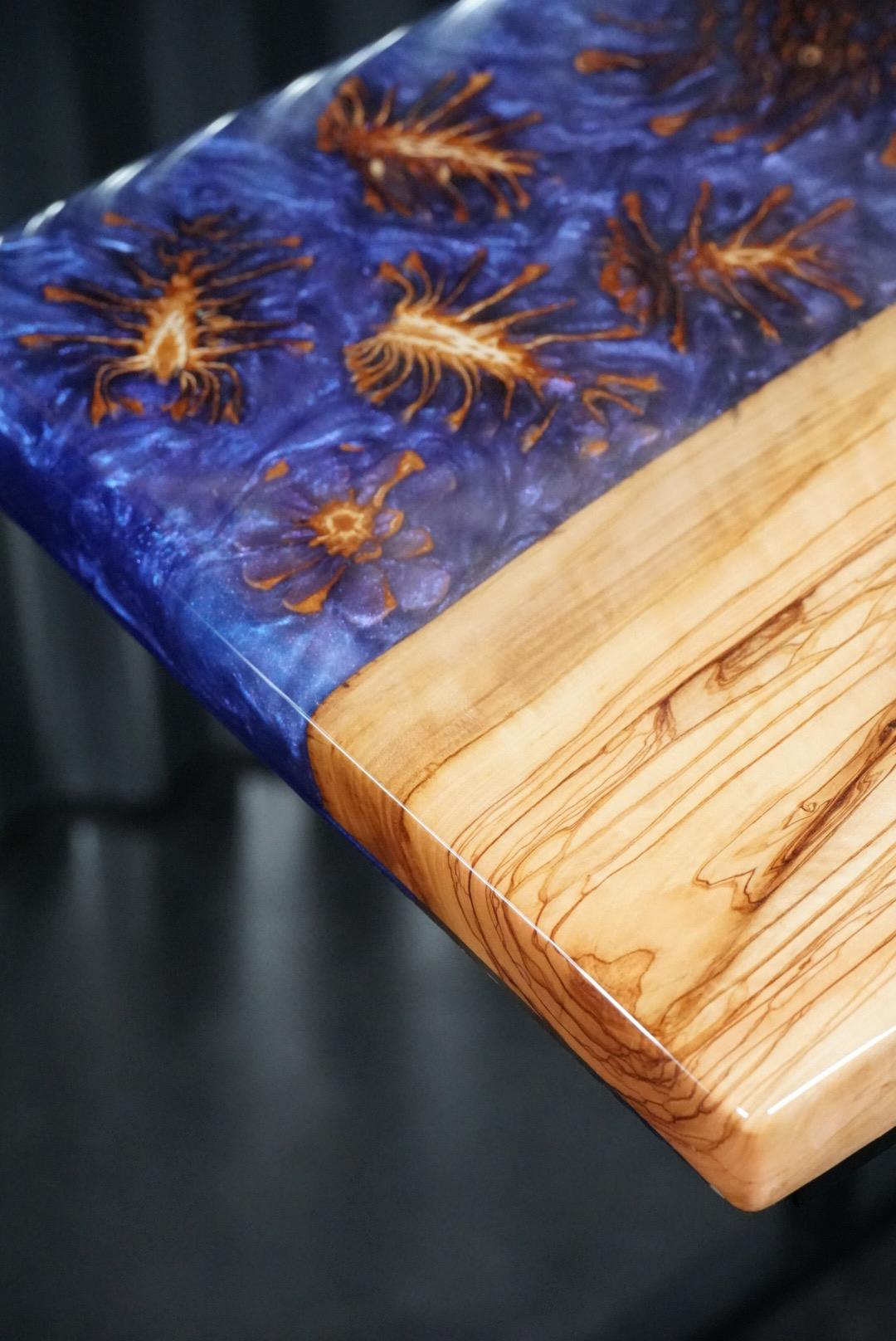 Purple Pinecone | Epoxy Resin Side Table, End Table, C-Table