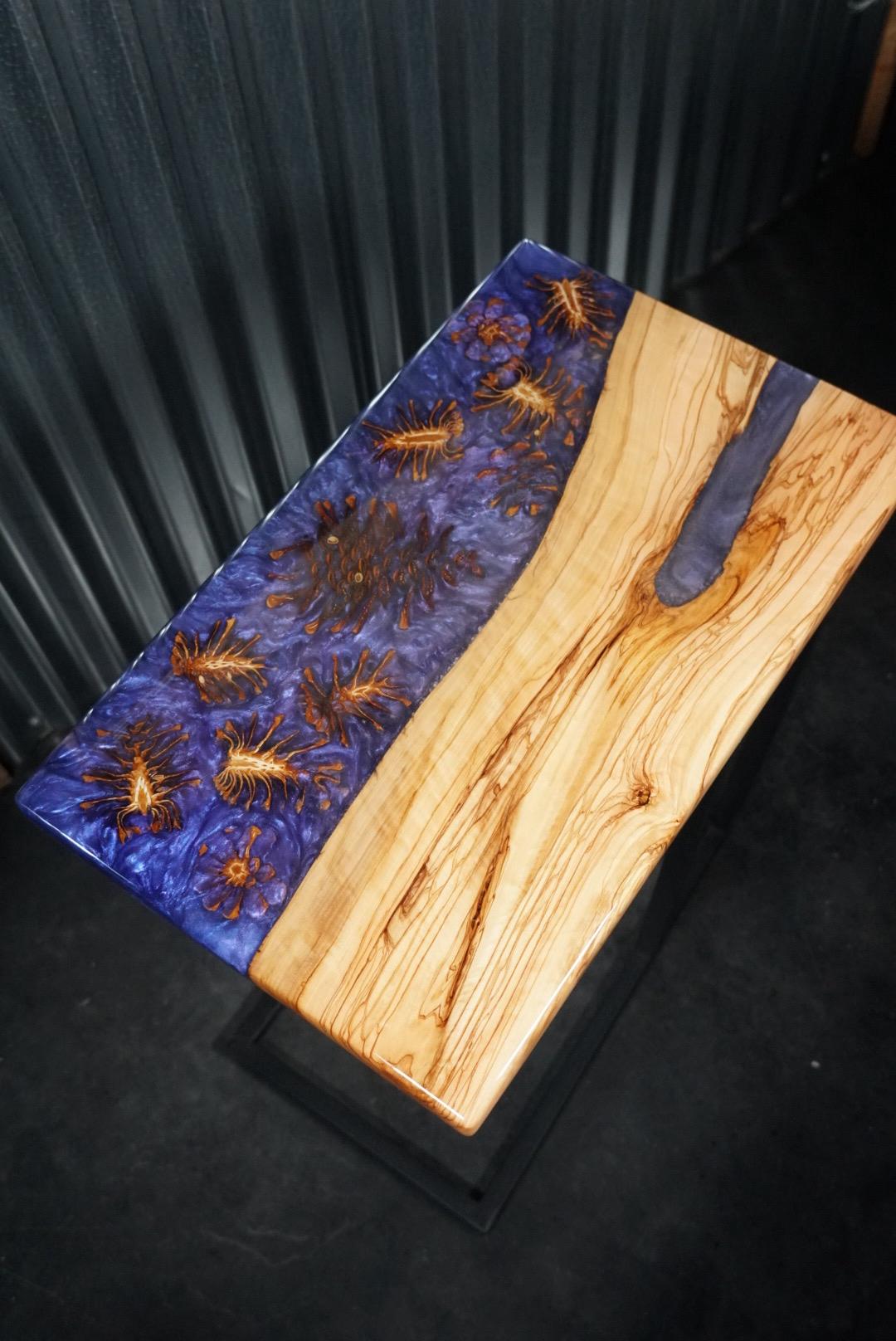 Purple Pinecone | Epoxy Resin Side Table, End Table, C-Table