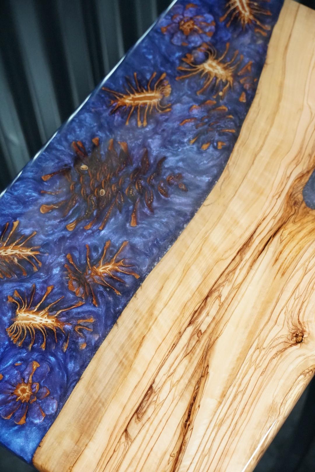 Purple Pinecone | Epoxy Resin Side Table, End Table, C-Table