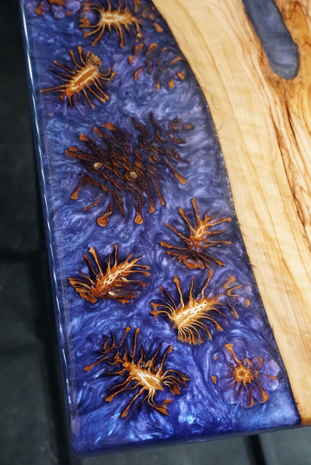 Purple Pinecone | Epoxy Resin Side Table, End Table, C-Table