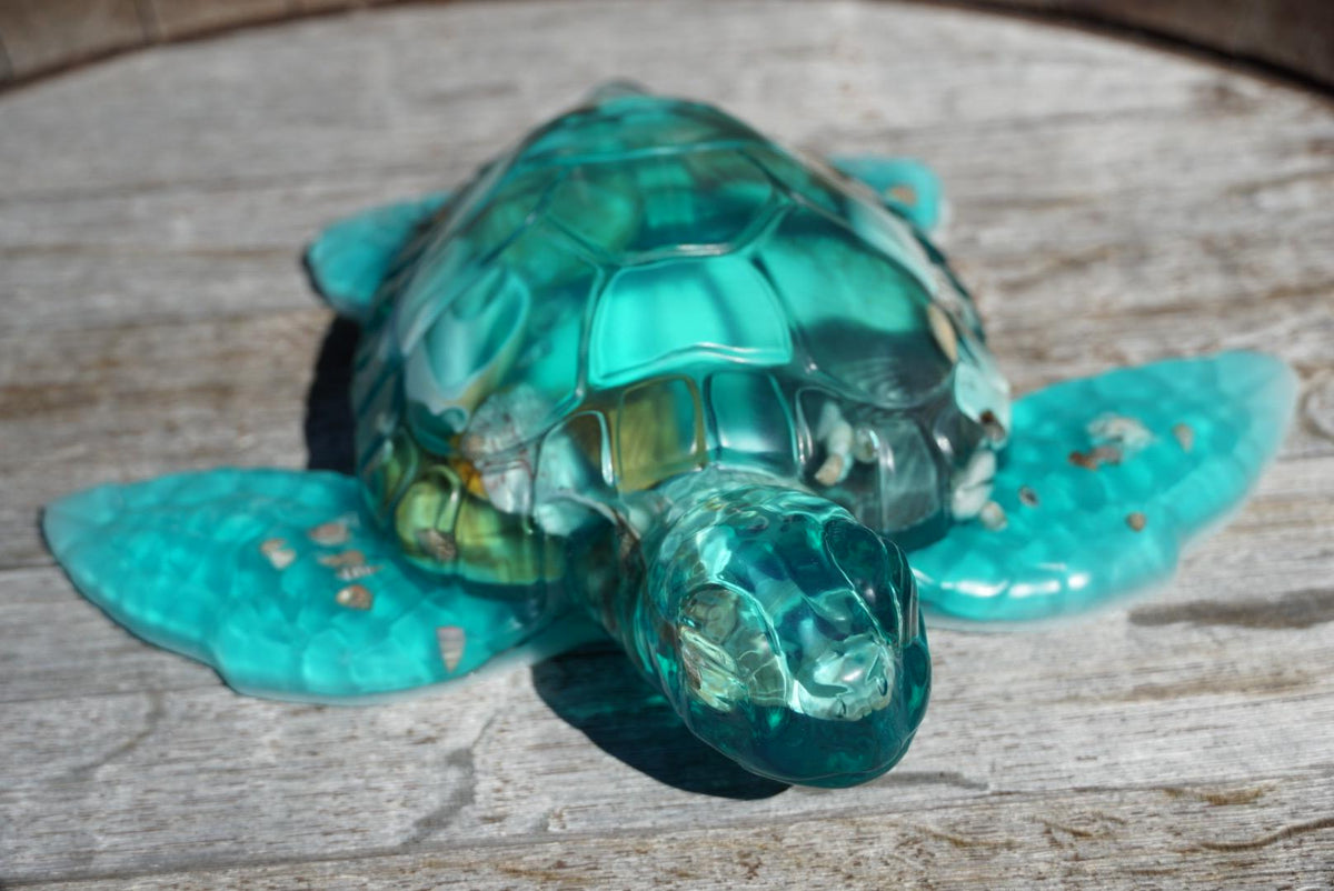 Turquoise Sea Shell Turtle | Ocean Decor | Epoxy Resin