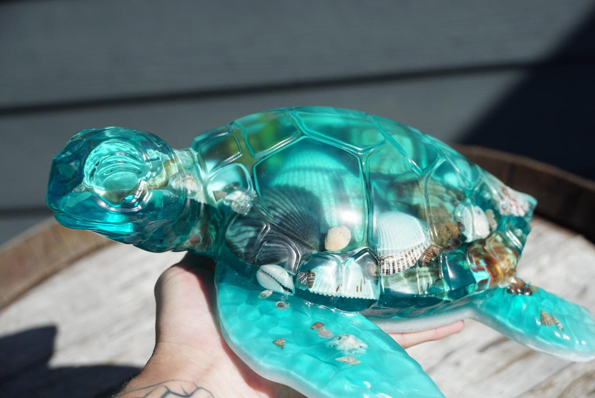 Turquoise Sea Shell Turtle | Ocean Decor | Epoxy Resin
