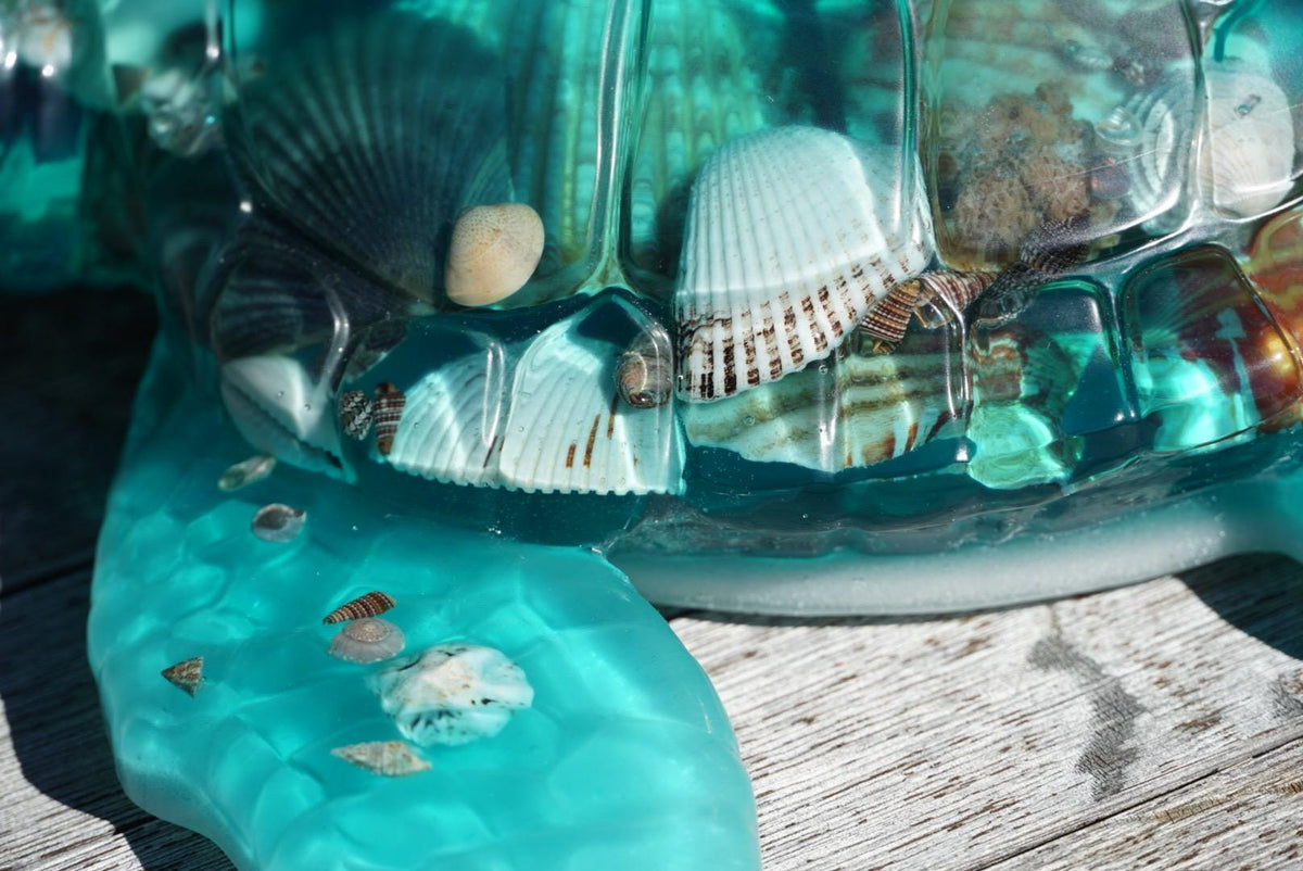 Turquoise Sea Shell Turtle | Ocean Decor | Epoxy Resin