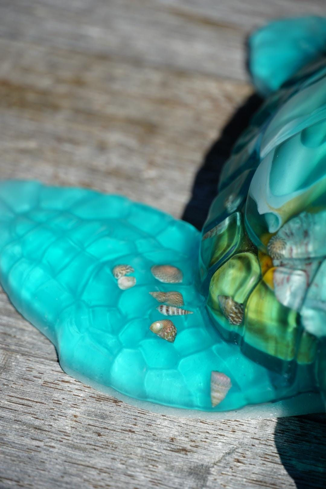 Turquoise Sea Shell Turtle | Ocean Decor | Epoxy Resin