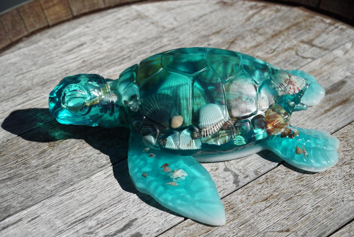 Turquoise Sea Shell Turtle | Ocean Decor | Epoxy Resin