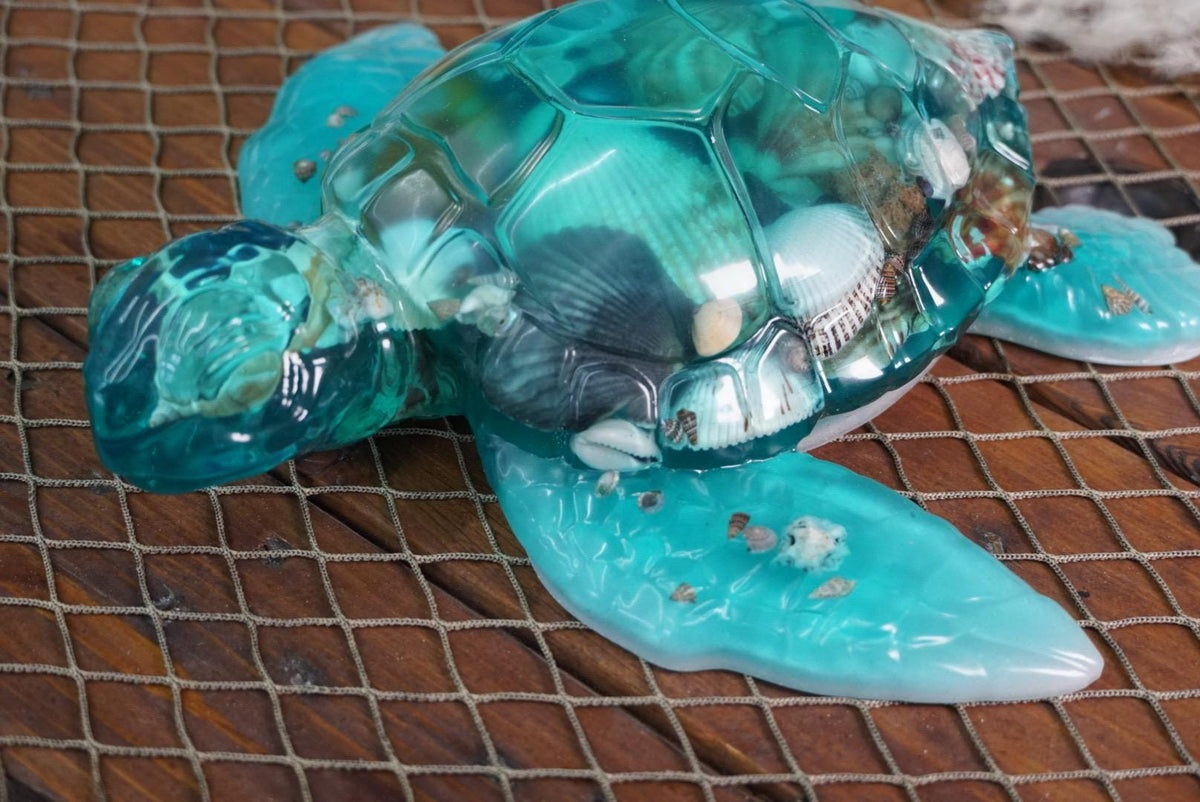 Turquoise Sea Shell Turtle | Ocean Decor | Epoxy Resin