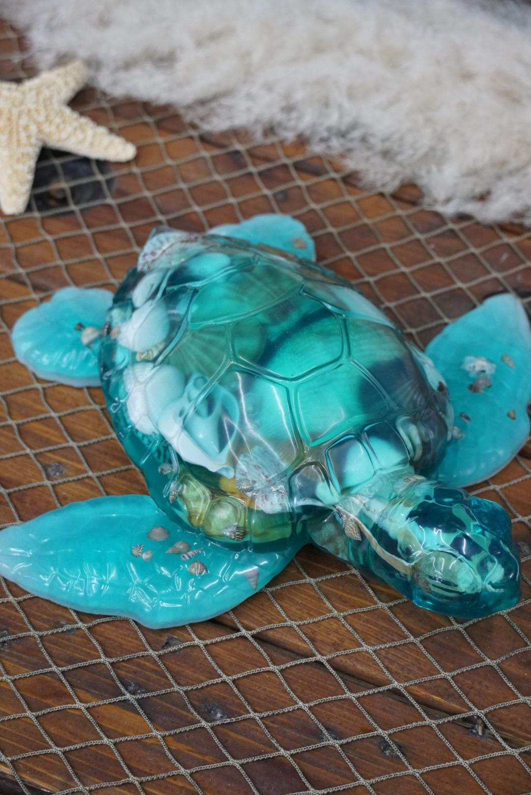 Turquoise Sea Shell Turtle | Ocean Decor | Epoxy Resin