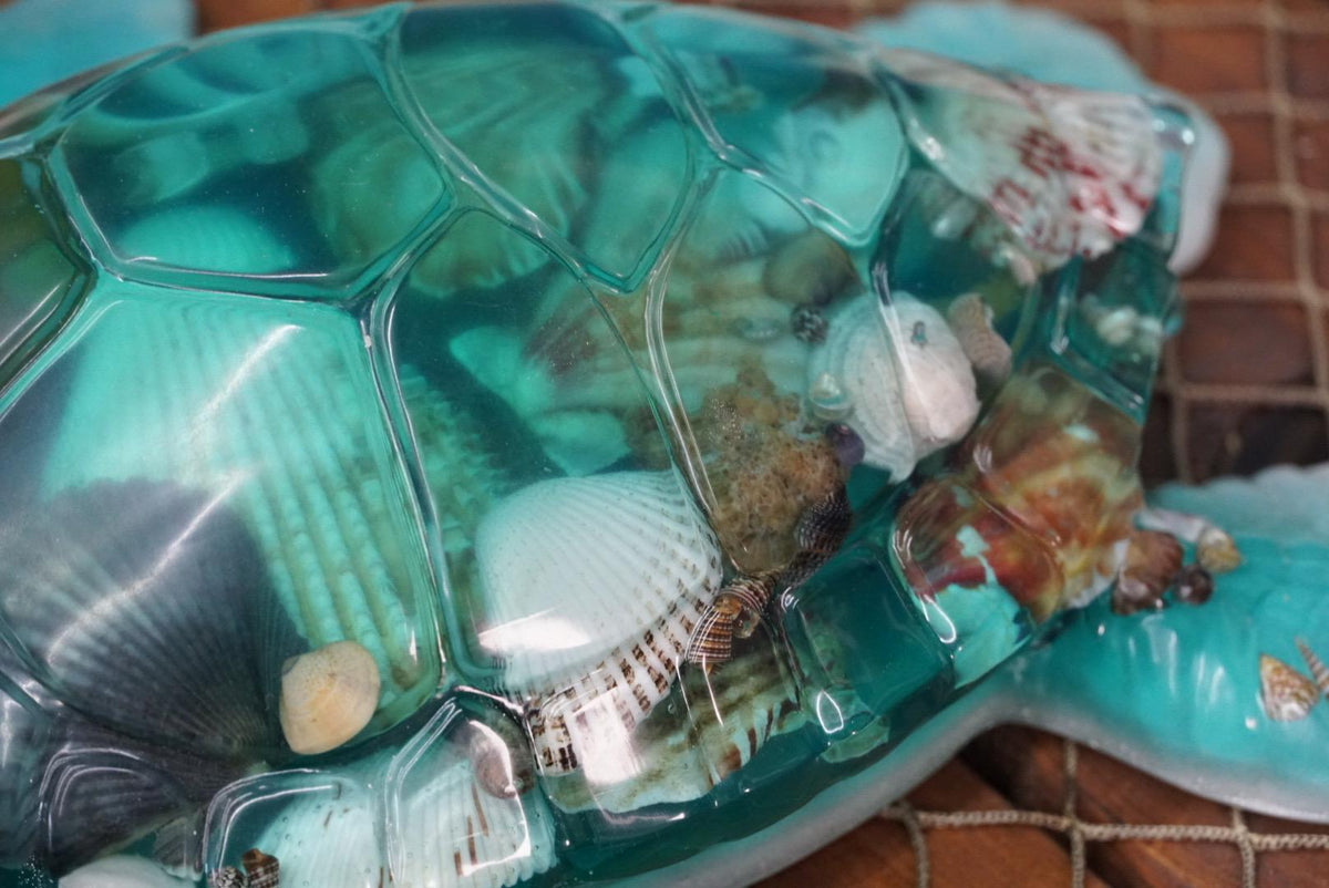 Turquoise Sea Shell Turtle | Ocean Decor | Epoxy Resin