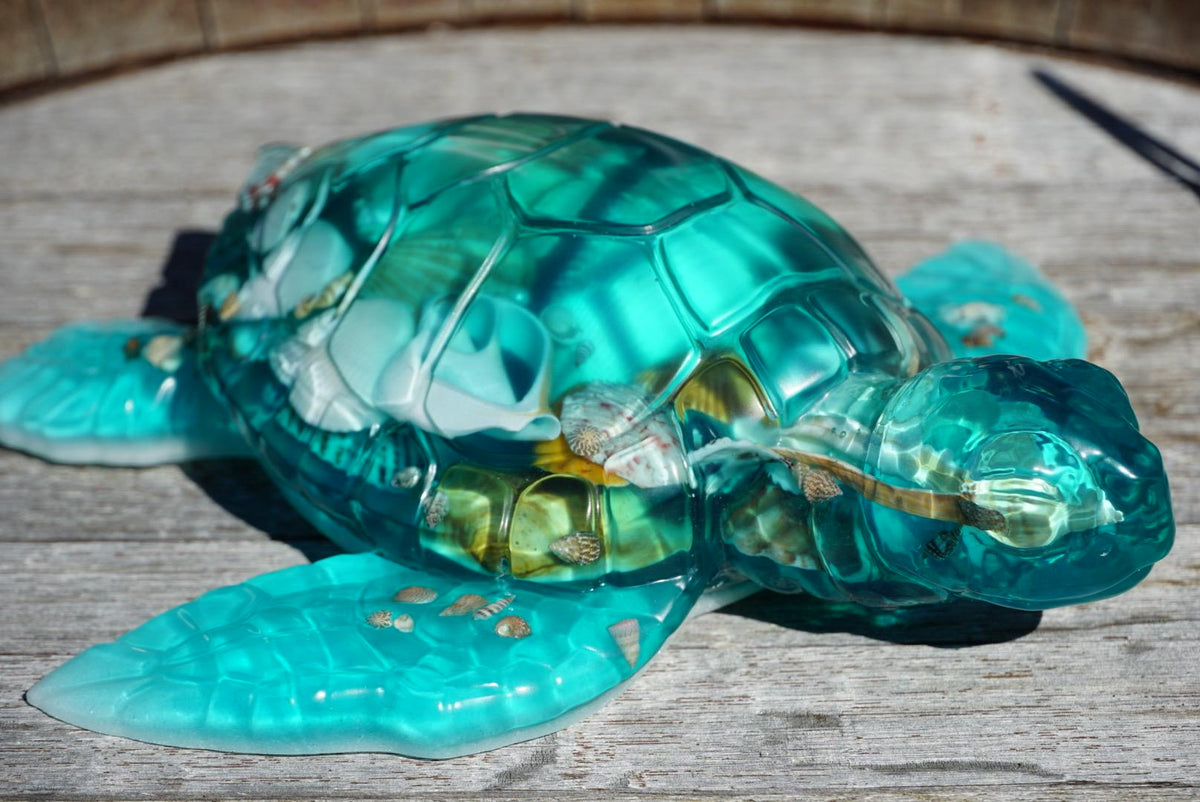 Turquoise Sea Shell Turtle | Ocean Decor | Epoxy Resin