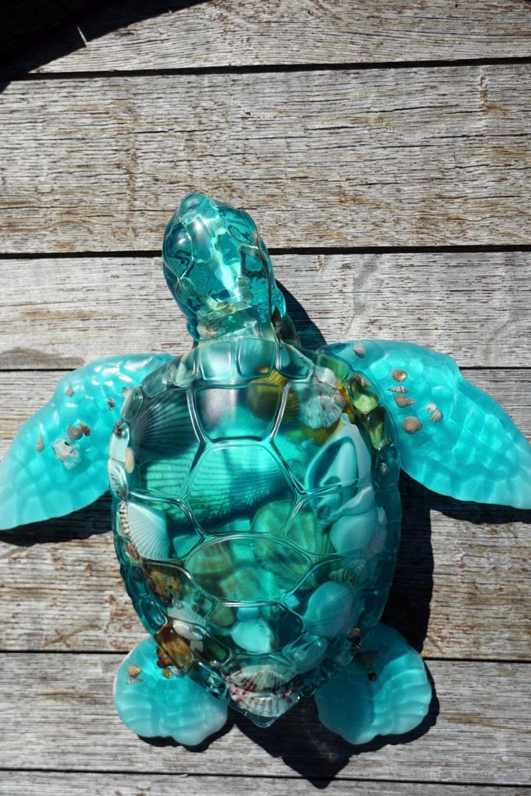 Turquoise Sea Shell Turtle | Ocean Decor | Epoxy Resin