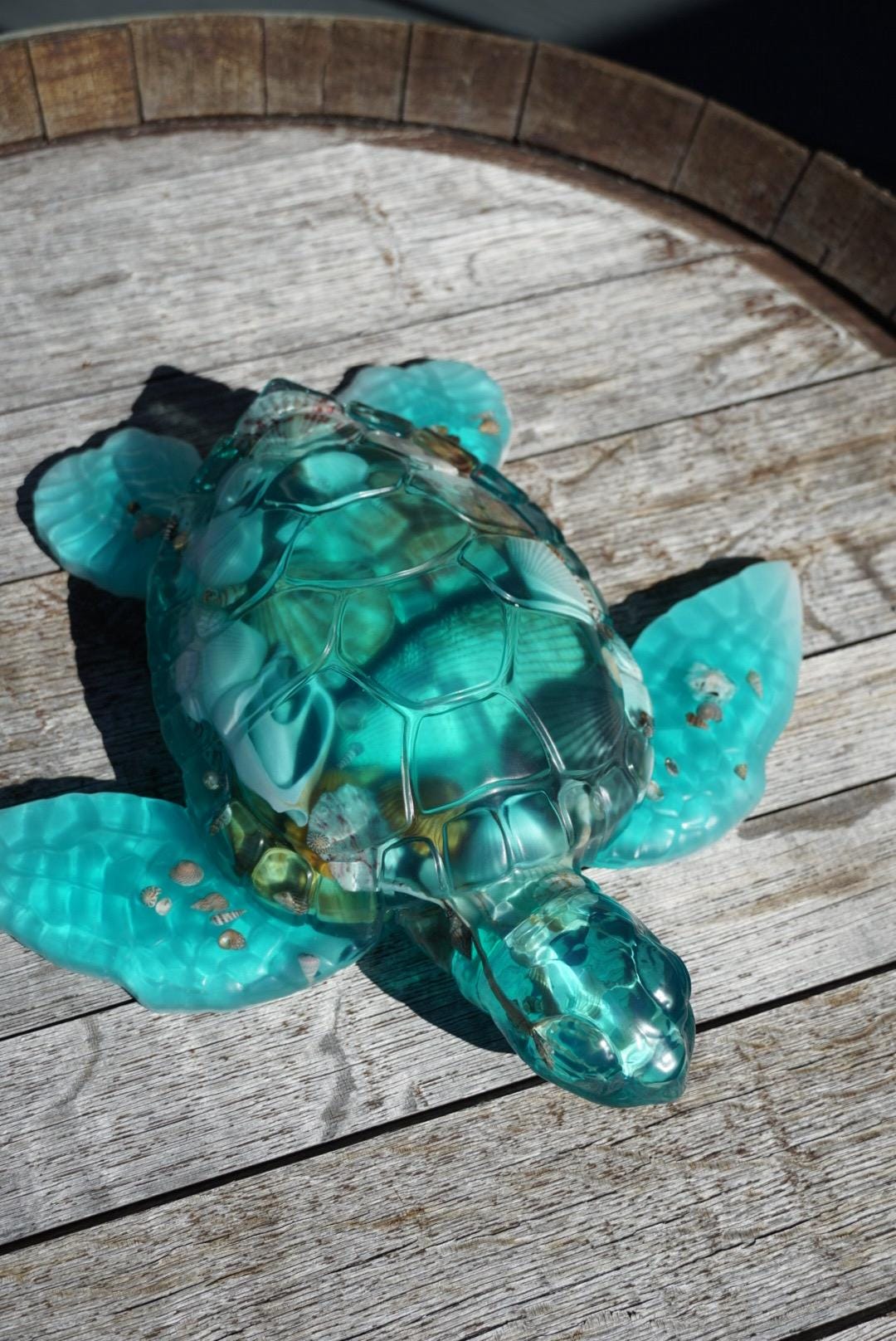Turquoise Sea Shell Turtle | Ocean Decor | Epoxy Resin