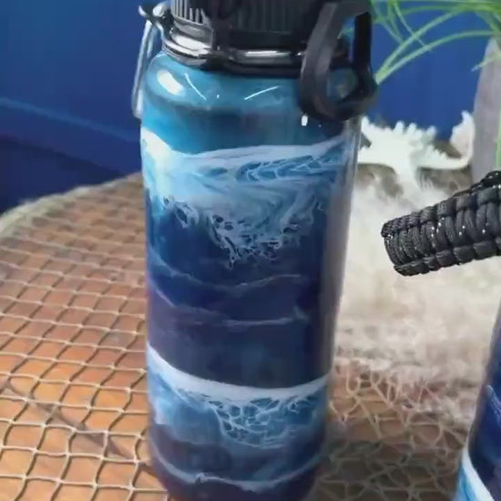 Ocean Waves Insulated Water Bottle Thermos Sports Bottle