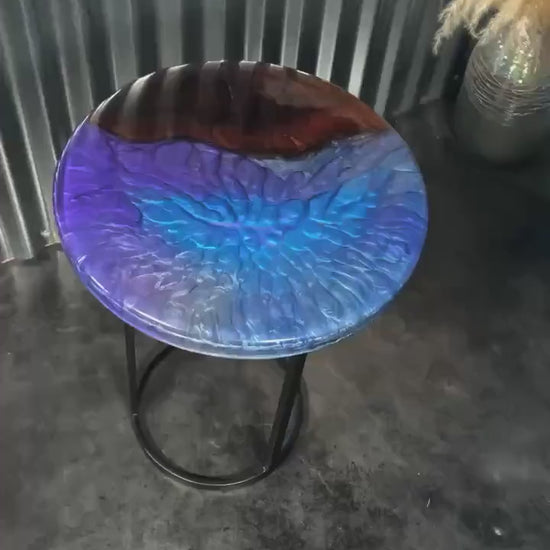 BURPLE BURL Epoxy Resin Table with Walnut Burl | Side Table | End Table | Accent Table, Round Table