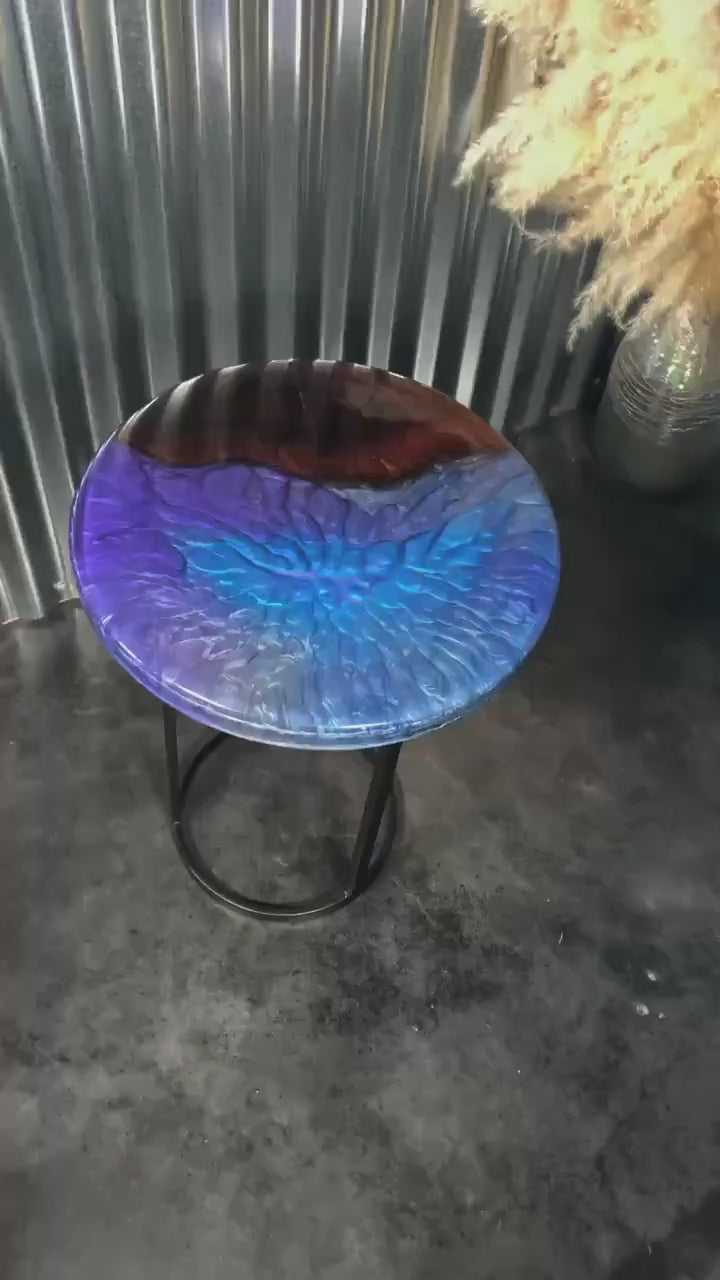 BURPLE BURL Epoxy Resin Table with Walnut Burl | Side Table | End Table | Accent Table, Round Table