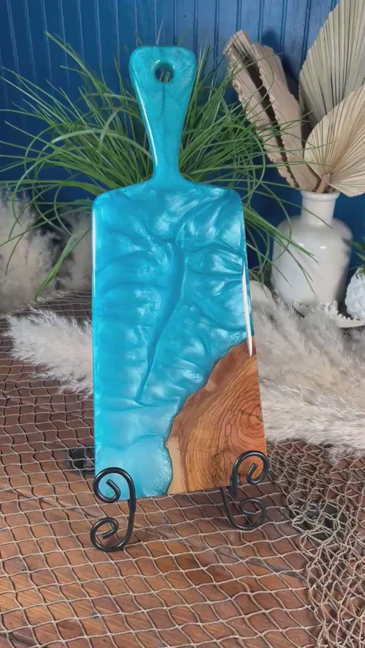 Blue Resin, Olive wood Charcuterie Board, Serving Board