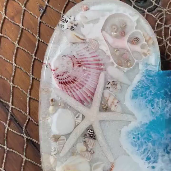 Ocean Sea Shell Heart | Ocean Decor | Epoxy Resin |Charcuterie Board | Centerpiece | Serving Board