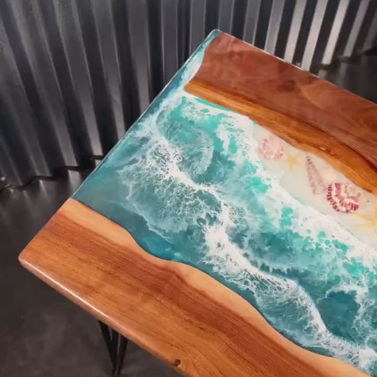 Sea Scape Ocean Waves Turquoise Table