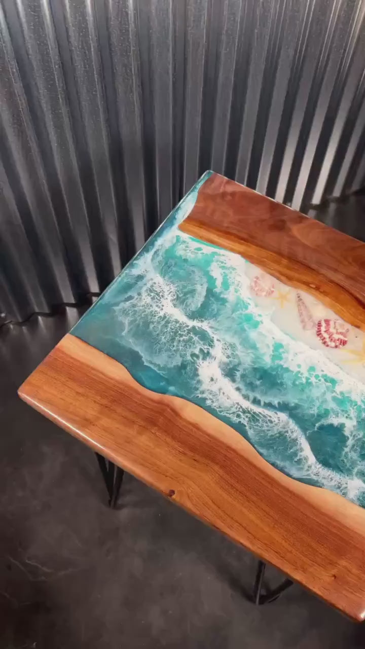 Sea Scape Ocean Waves Turquoise Table