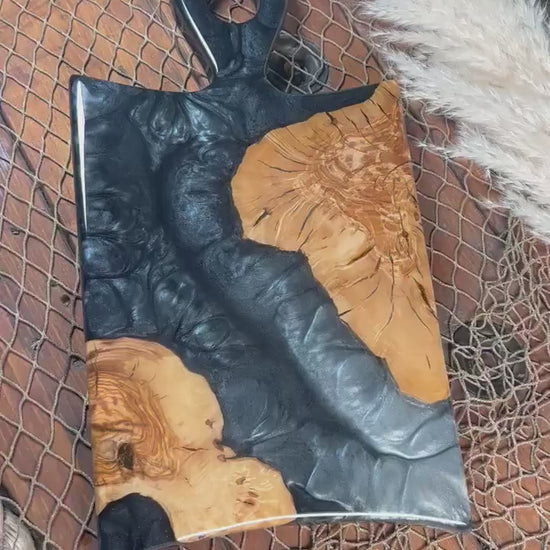 Black and Silver Charcuterie Board / Cheese Board / Serving Board / Kitchen Decor