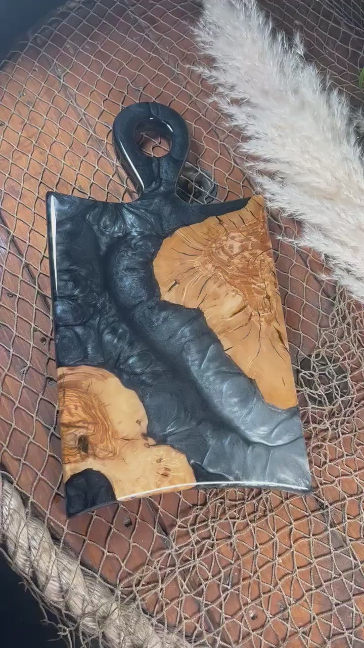 Black and Silver Charcuterie Board / Cheese Board / Serving Board / Kitchen Decor