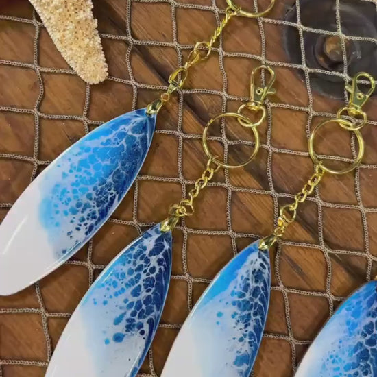 Ocean Waves Mini Surfboard Keychain
