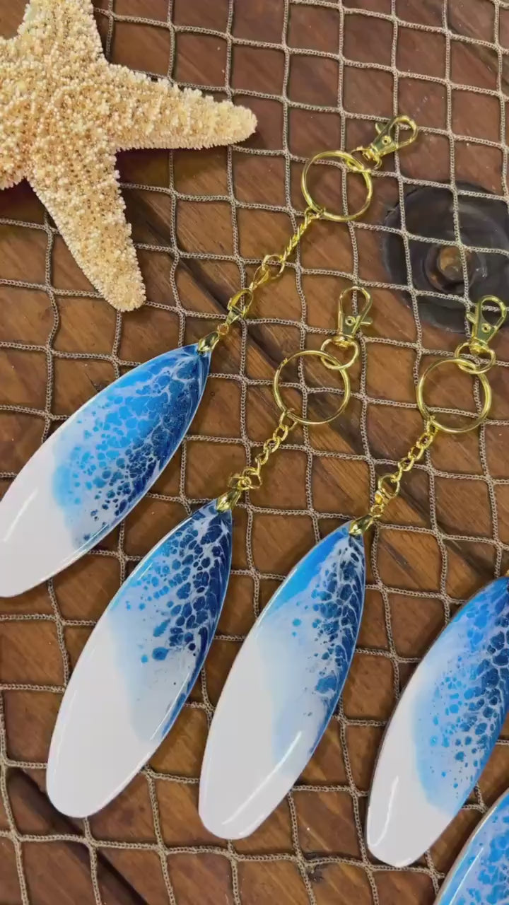 Ocean Waves Mini Surfboard Keychain