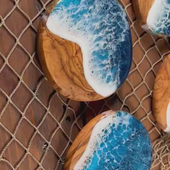 Olive Wood Wave Coasters