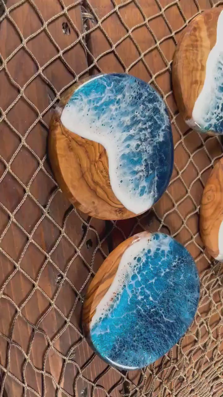 Olive Wood Wave Coasters