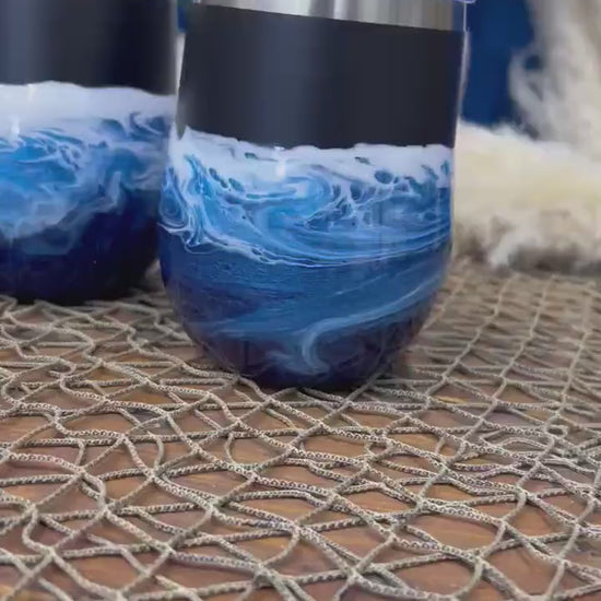 Ocean Waves Wine or Coffee Tumbler | Coastal Decor