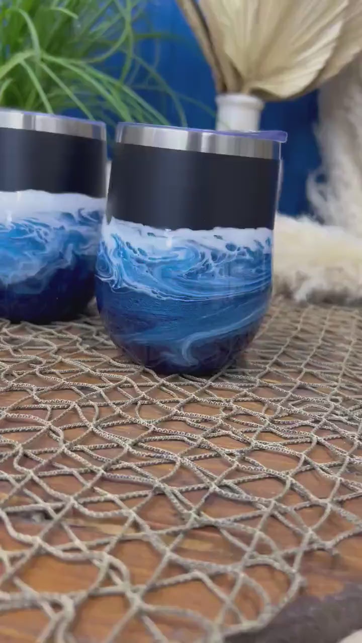 Ocean Waves Wine or Coffee Tumbler | Coastal Decor